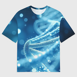 Футболка оверсайз мужская Днк в синем свечении, цвет: 3D-принт
