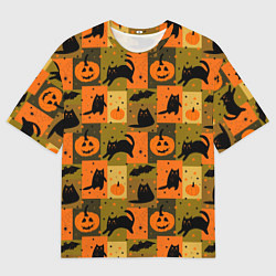 Мужская футболка оверсайз Хэллоуин мозаика