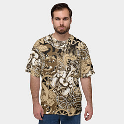 Футболка оверсайз мужская Колесо сансары Будда и Ганеша, цвет: 3D-принт — фото 2