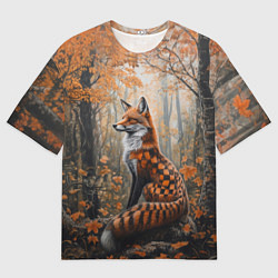 Мужская футболка оверсайз Клетчатый лис