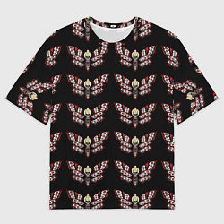 Футболка оверсайз мужская Бабочки с черепами паттерн, цвет: 3D-принт