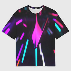 Мужская футболка оверсайз Оптические лучи неон