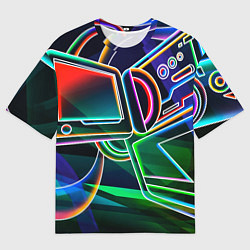 Мужская футболка оверсайз Неоновая психоделика геймер