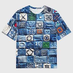 Мужская футболка оверсайз Геймерский пиксельный пэчворк