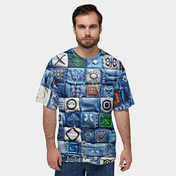 Футболка оверсайз мужская Геймерский пиксельный пэчворк, цвет: 3D-принт — фото 2