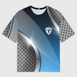 Мужская футболка оверсайз Tesla carbon steel