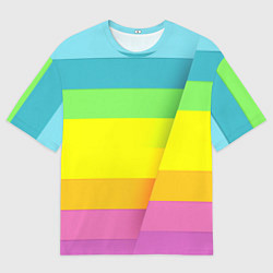 Футболка оверсайз мужская Разноцветные полосы, цвет: 3D-принт