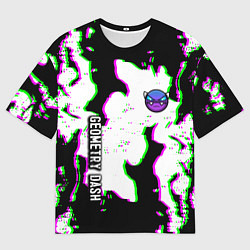 Мужская футболка оверсайз Geometry dash glitch flame