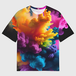Мужская футболка оверсайз Взрыв разноцветных облаков