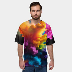 Футболка оверсайз мужская Взрыв разноцветных облаков, цвет: 3D-принт — фото 2
