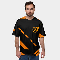 Футболка оверсайз мужская Half life geometry orange, цвет: 3D-принт — фото 2
