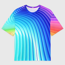 Мужская футболка оверсайз Полосы неоновый градиент