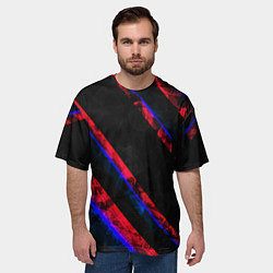 Футболка оверсайз мужская Неоновые штрихи геометрия, цвет: 3D-принт — фото 2