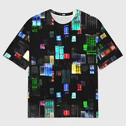 Футболка оверсайз мужская Окна ночного города, цвет: 3D-принт