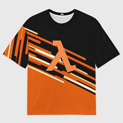 Футболка оверсайз мужская Half life полосы, цвет: 3D-принт