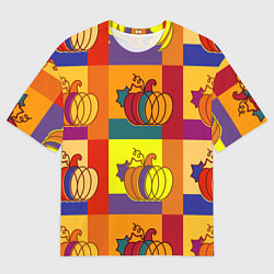 Мужская футболка оверсайз Тыква разноцветная