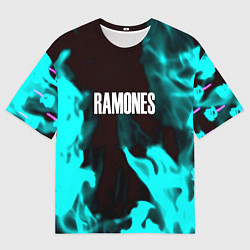 Футболка оверсайз мужская Ramones fire rose, цвет: 3D-принт