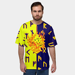 Футболка оверсайз мужская Samurai japan symbol, цвет: 3D-принт — фото 2
