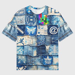 Мужская футболка оверсайз Пэчворк с игровыми значками