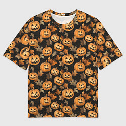 Мужская футболка оверсайз Тыквы с лицами