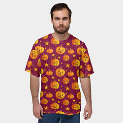 Футболка оверсайз мужская Веселые тыквы на Хэллоуин, цвет: 3D-принт — фото 2