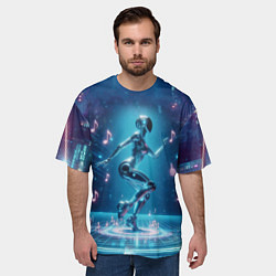 Футболка оверсайз мужская Cyber robot girl - ai art fantasy, цвет: 3D-принт — фото 2