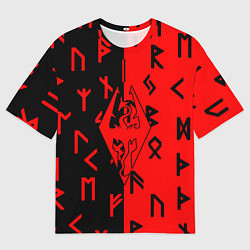Футболка оверсайз мужская Скайрим руны, цвет: 3D-принт