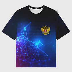 Мужская футболка оверсайз Герб РФ абстракция текстура