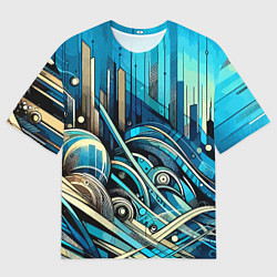 Мужская футболка оверсайз Абстрактный урбанистический пейзаж - нейроарт