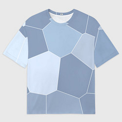 Мужская футболка оверсайз Стальной голубой крупная мозаика