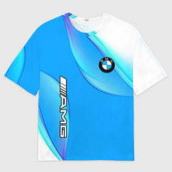 Мужская футболка оверсайз BMW abstrac line steel