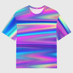 Мужская футболка оверсайз Неоновые полосы градиент