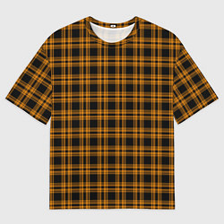 Мужская футболка оверсайз Чёрно-жёлтый клетчатый
