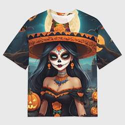 Мужская футболка оверсайз Страшилки ведьмочка