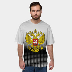 Футболка оверсайз мужская Герб РФ текстура серая, цвет: 3D-принт — фото 2