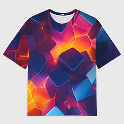 Мужская футболка оверсайз Неоновая геометрическая текстура