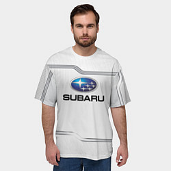 Футболка оверсайз мужская Subaru auto steel metal, цвет: 3D-принт — фото 2