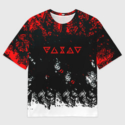 Мужская футболка оверсайз Ведьмак лого брызги красок