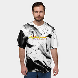 Футболка оверсайз мужская Cyberpunk 2077 fire black, цвет: 3D-принт — фото 2