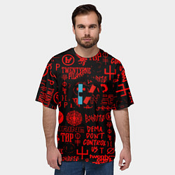 Футболка оверсайз мужская Twenty one pilots pattern rock steel, цвет: 3D-принт — фото 2