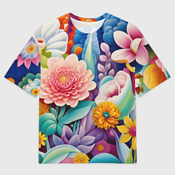Мужская футболка оверсайз Лето объемные цветы