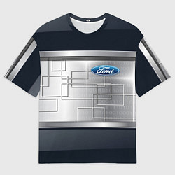 Мужская футболка оверсайз FORD текстура из метала