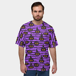 Футболка оверсайз мужская Хэллоуин - тыква со светящимися глазами, цвет: 3D-принт — фото 2