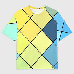 Мужская футболка оверсайз Геометрия линии клетка