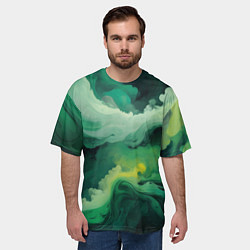 Футболка оверсайз мужская Изумрудные волны, цвет: 3D-принт — фото 2