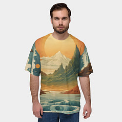 Футболка оверсайз мужская В теплых горах на закате, цвет: 3D-принт — фото 2