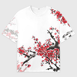 Мужская футболка оверсайз Китайский стиль - слива