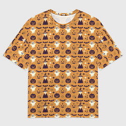 Футболка оверсайз мужская Хэллоуин паттерн с символикой, цвет: 3D-принт
