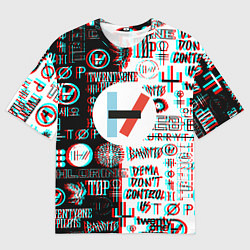 Мужская футболка оверсайз Twenty one pilots glitch pattern
