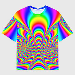 Мужская футболка оверсайз Оптические иллюзии волны неон